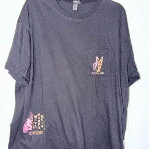 Forever 21 Black Tee with Pink and Gold Butterfly